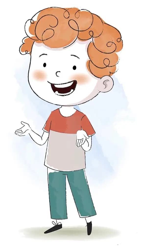 A boy talking animated cartoon character aka ronny 3/4