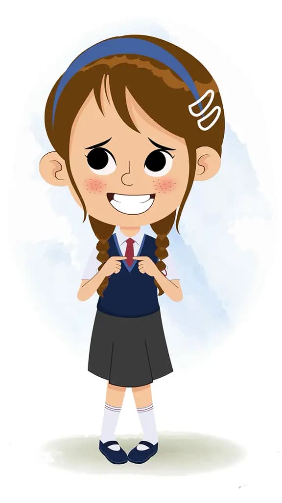 A nervous little girl animated cartoon character aka nancy