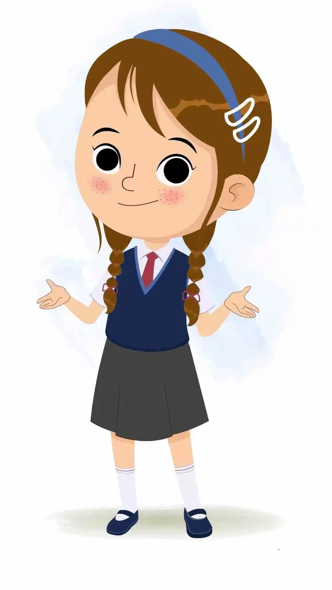 A little school girl talking animated cartoon character aka nancy 3/4