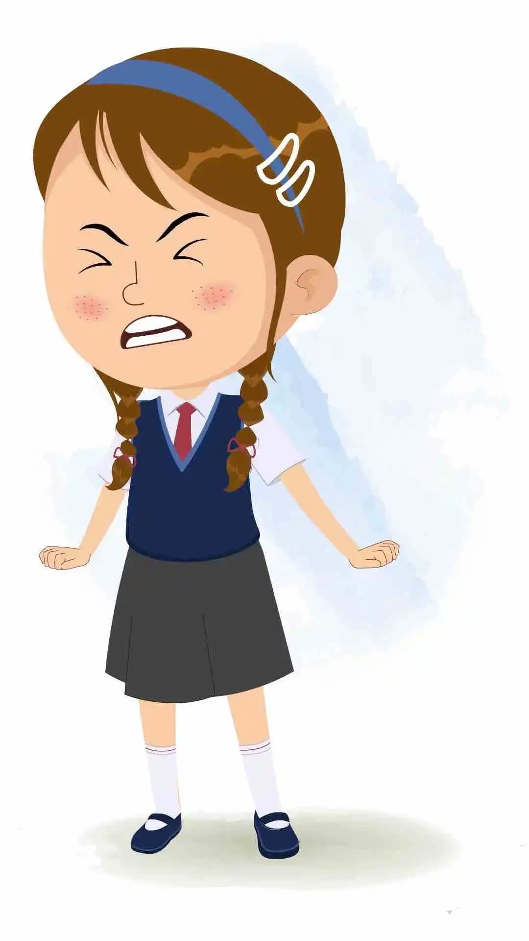 An angry little brown hair girl animated cartoon character aka nancy 3/4