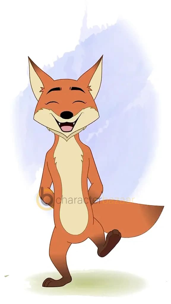 A little fox dancing animated cartoon character aka fuxo the fox