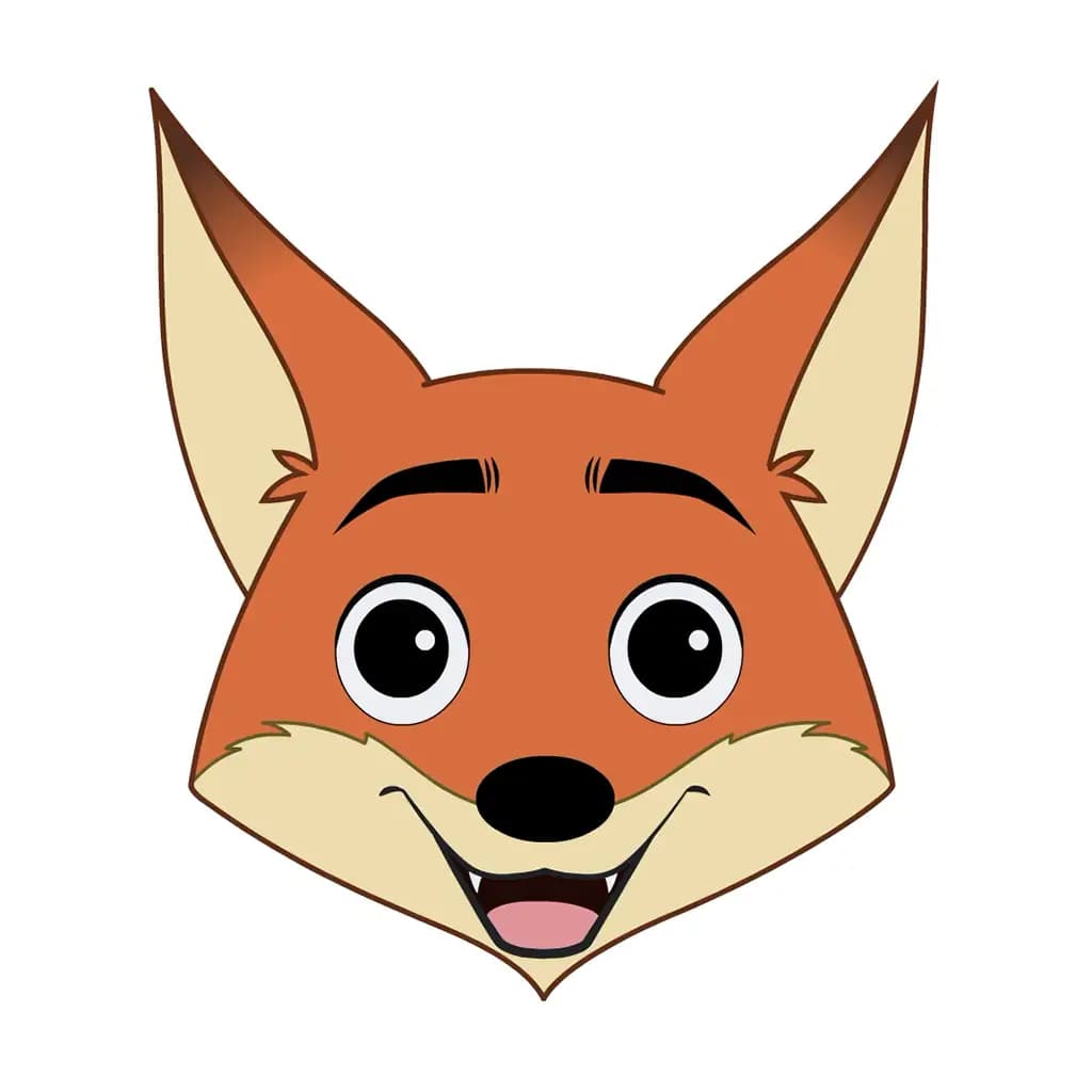 A little fox animated cartoon face with different facial expressions aka fuxo the fox