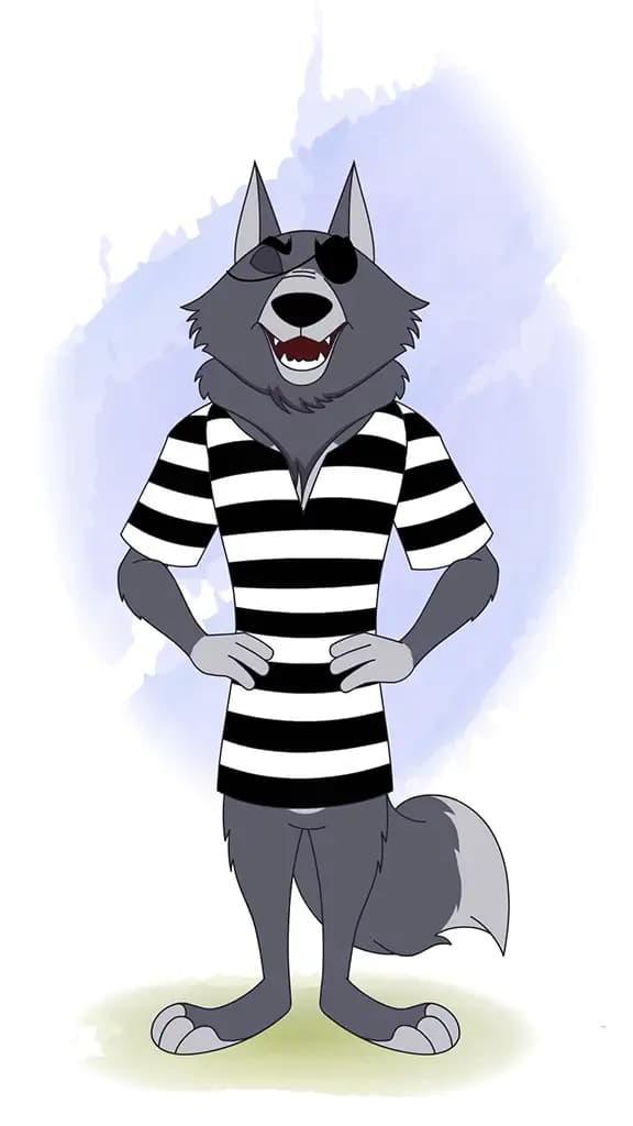 thief wolf animal laughing animated cartoon character