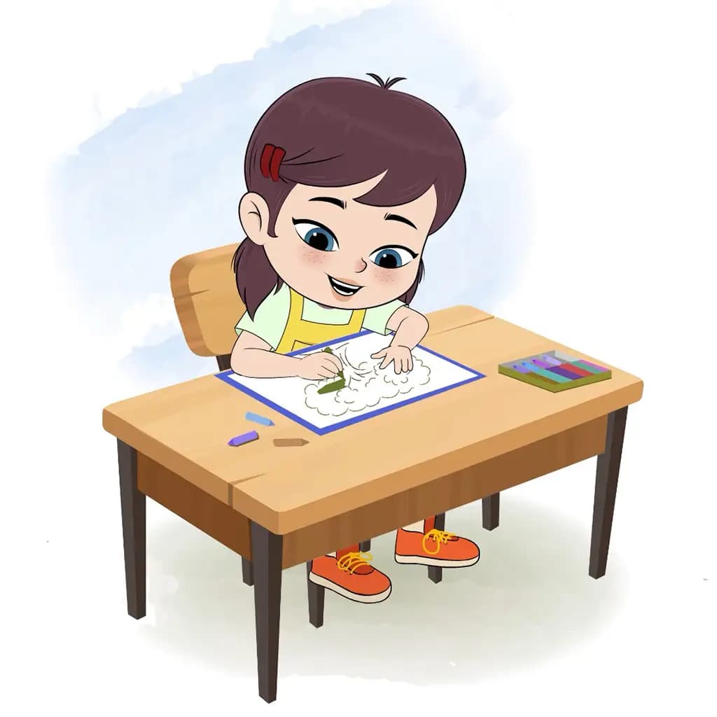 A girl doing coloring animated cartoon character vector AKA Alice