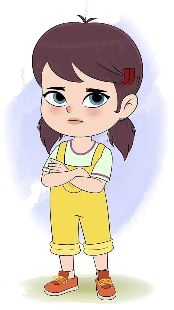 An annoyed cute girl animated cartoon character aka alice 3/4