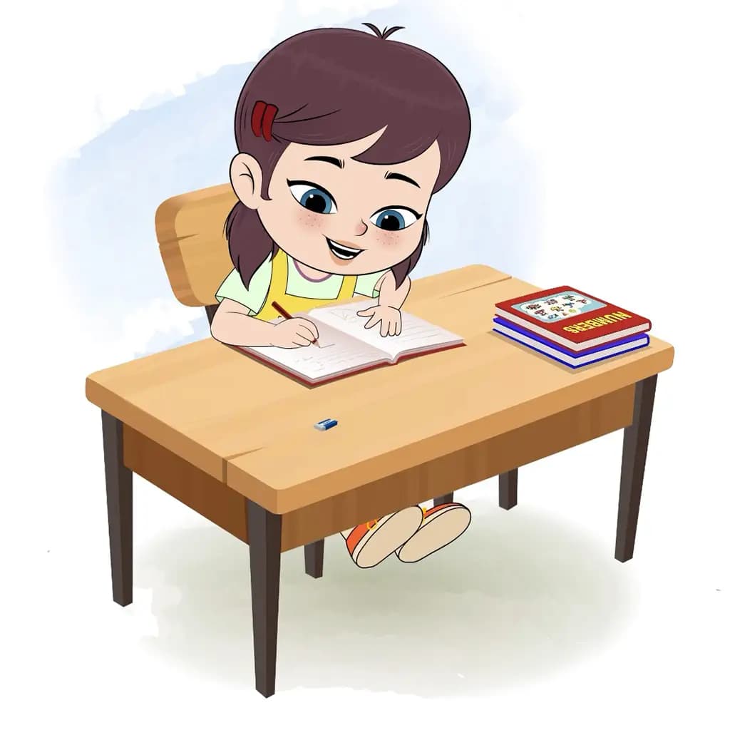 A girl writing in notebook animated vector cartoon character AKA Alice