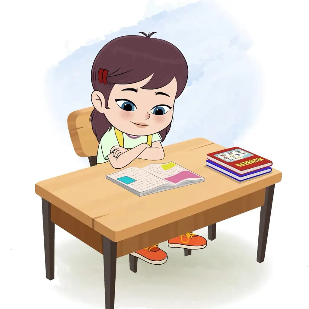 A girl reading book animated cartoon character vector AKA Alice