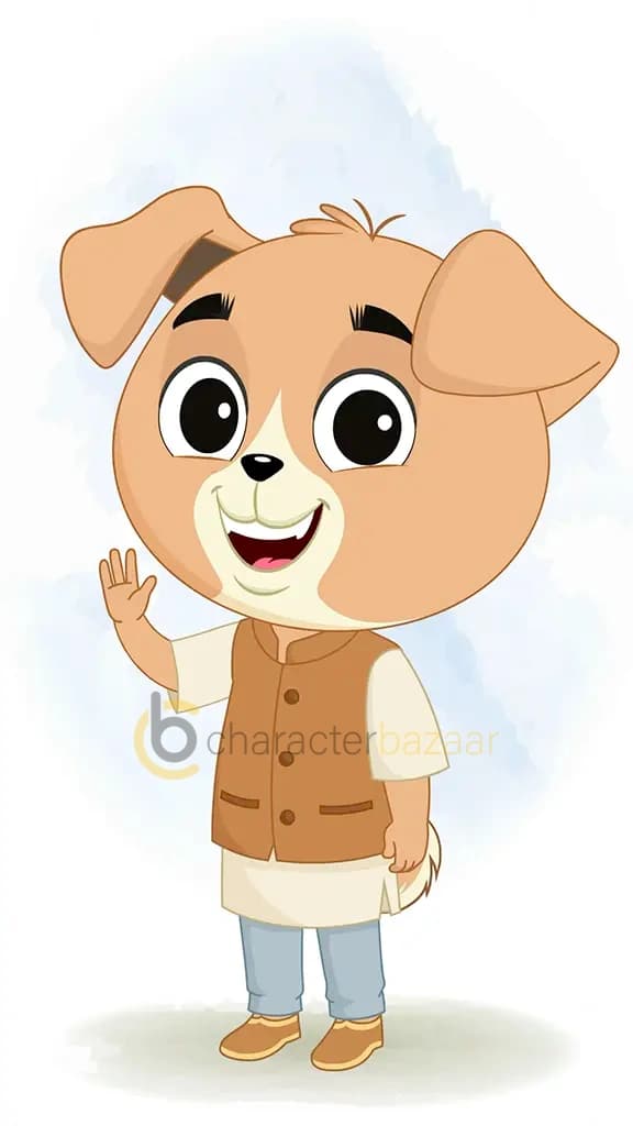 A cute little dog saying hello animated cartoon character aka tara the dog