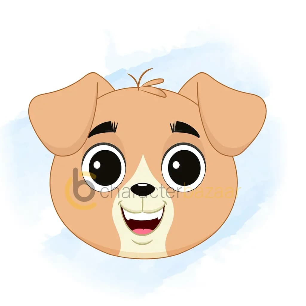 A cute little dog animated cartoon face with different facial expressions aka tara the dog