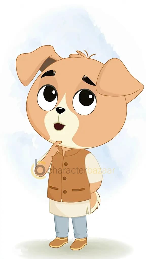 A cute little dog thinking animated cartoon character aka tara the dog 3/4