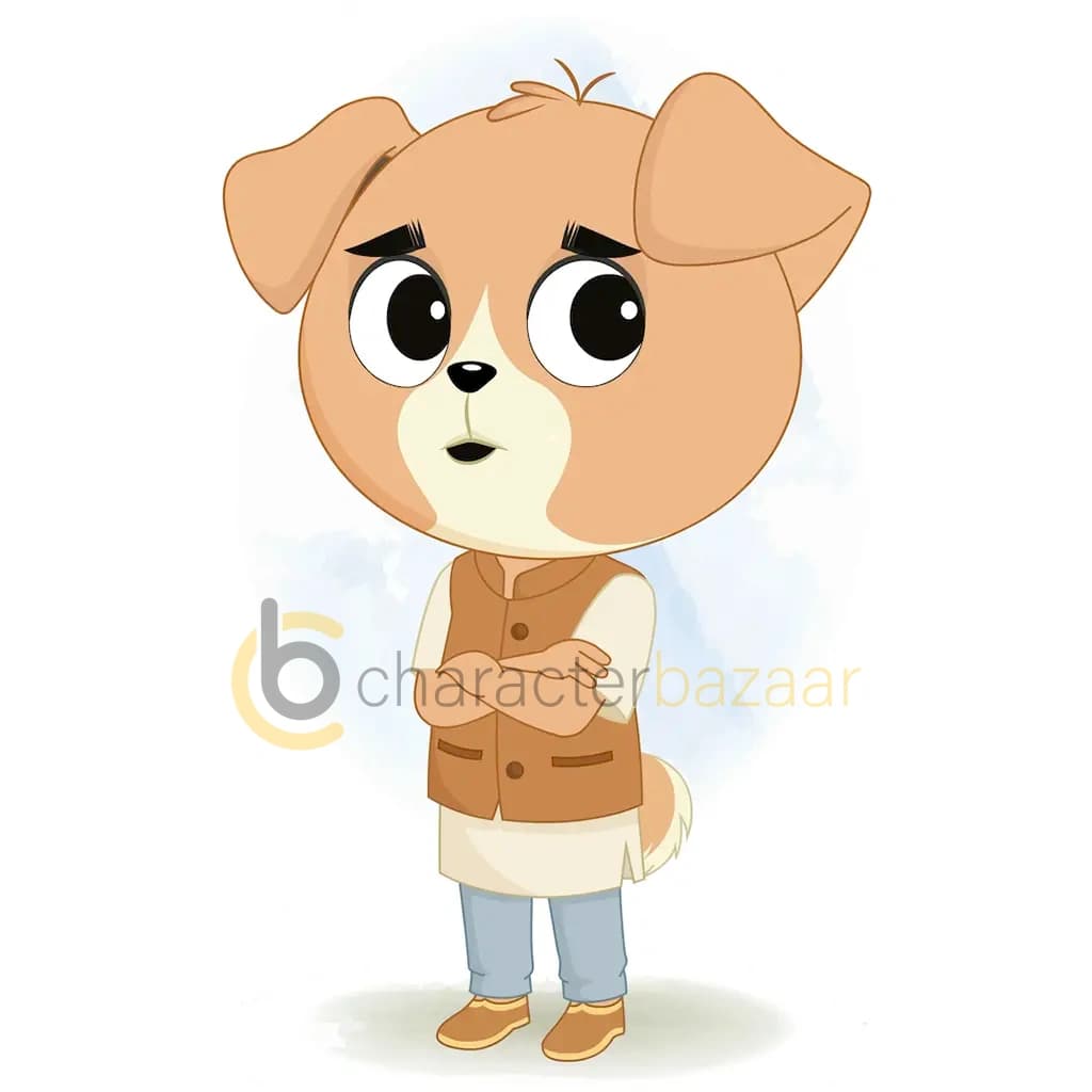 An annoyed cute little dog animated cartoon character aka tara the dog 3/4