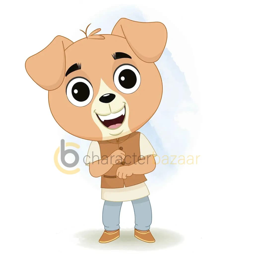 A cute little dog dancing animated cartoon character aka tara the dog