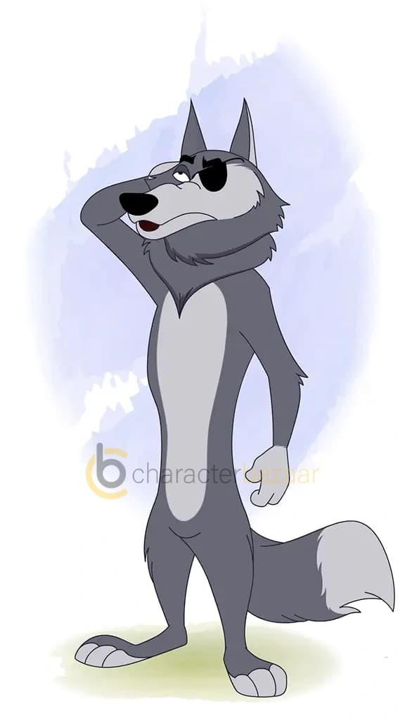 confused thief wolf animated cartoon character