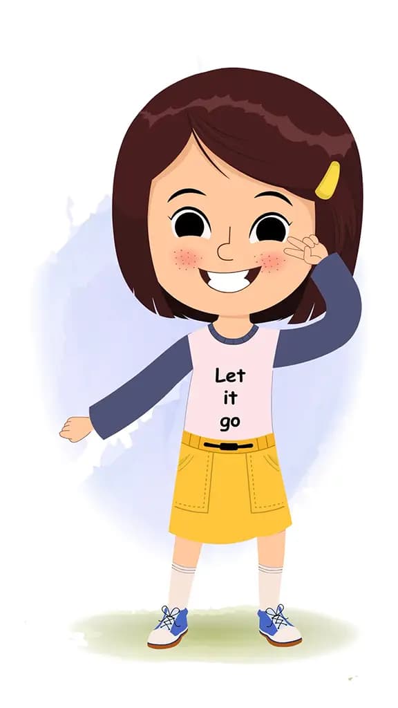 A cute little girl dancing animated cartoon character aka misti