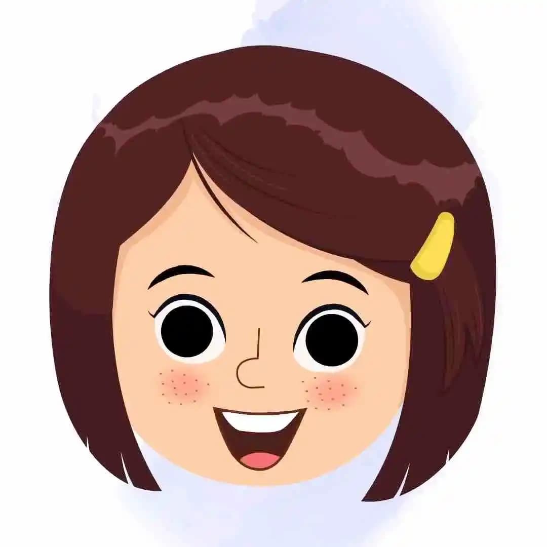 A cute little girl animated cartoon face with different facial expressions aka misti