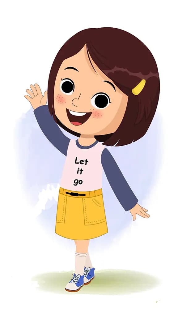 A cute little girl saying hello animated cartoon character aka misti