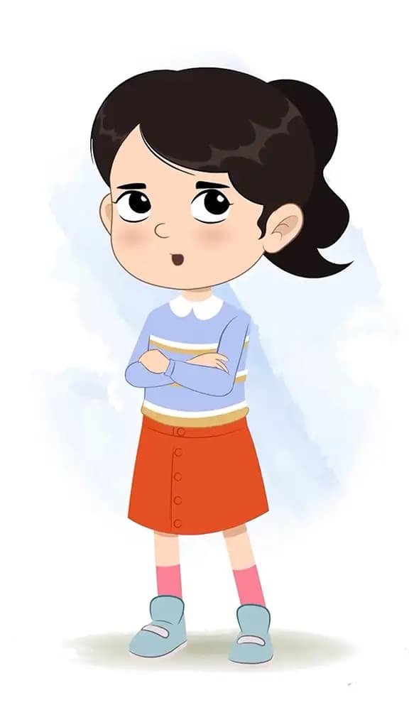 An annoyed Little girl animated cartoon character aka jiya 3/4