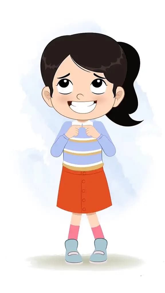 A nervous Little girl animated cartoon character aka jiya