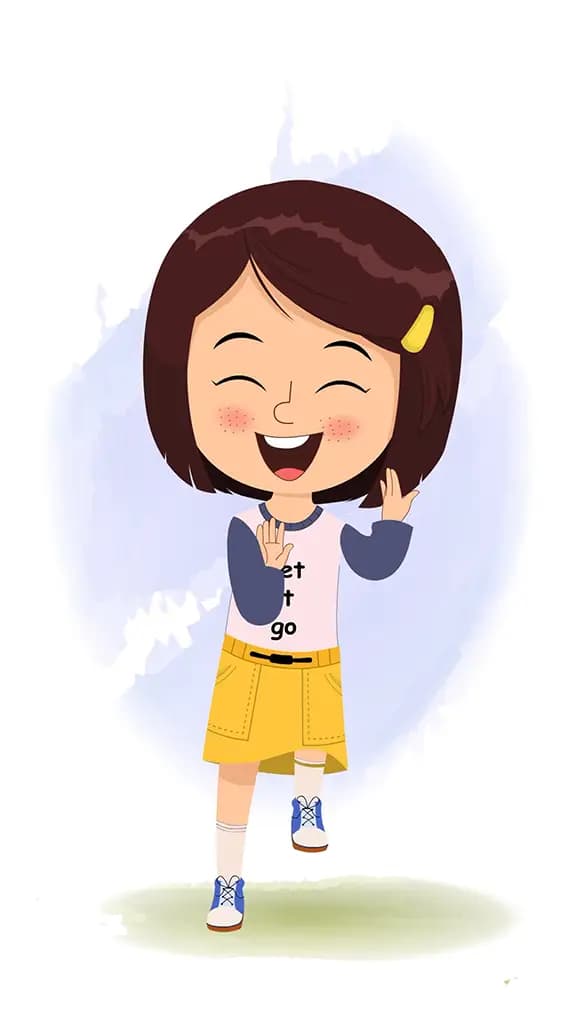A cute little girl dancing animated cartoon character aka misti