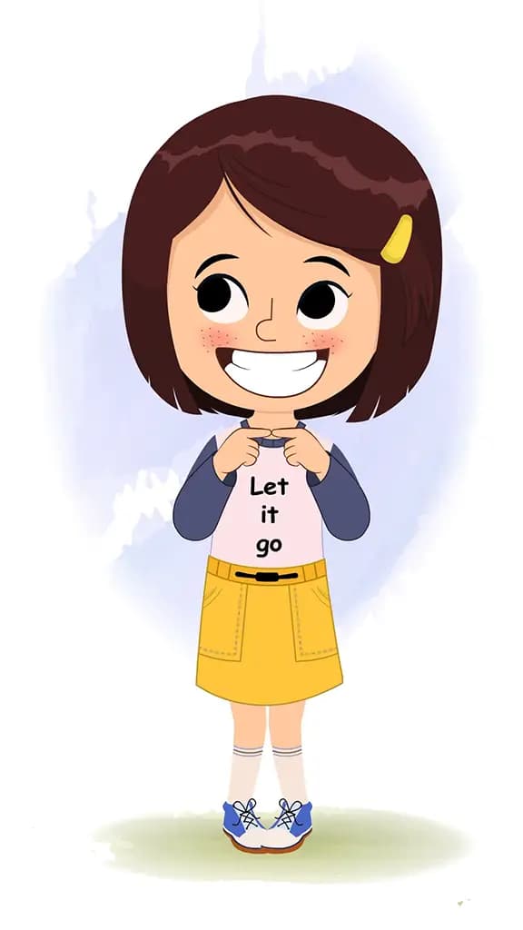 A nervous cute little girl animated cartoon character aka misti