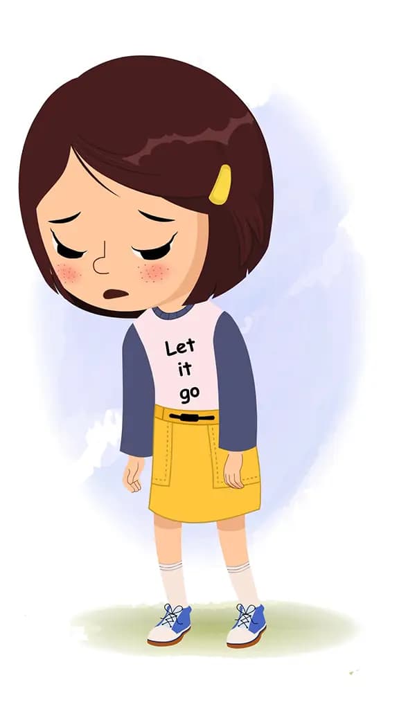 A cute little tired girl animated cartoon character aka misti