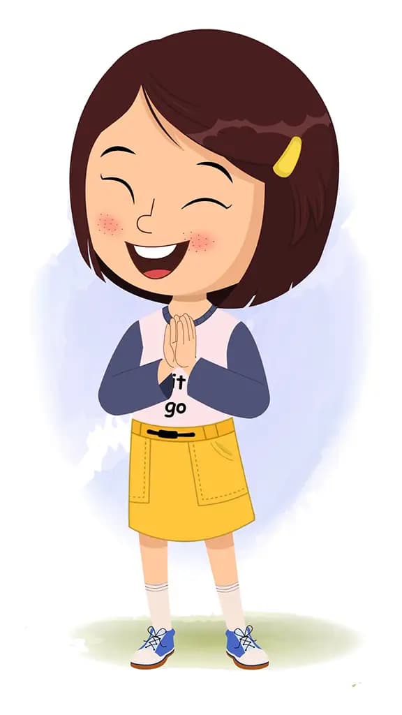 A cute little girl clapping animated cartoon character aka misti