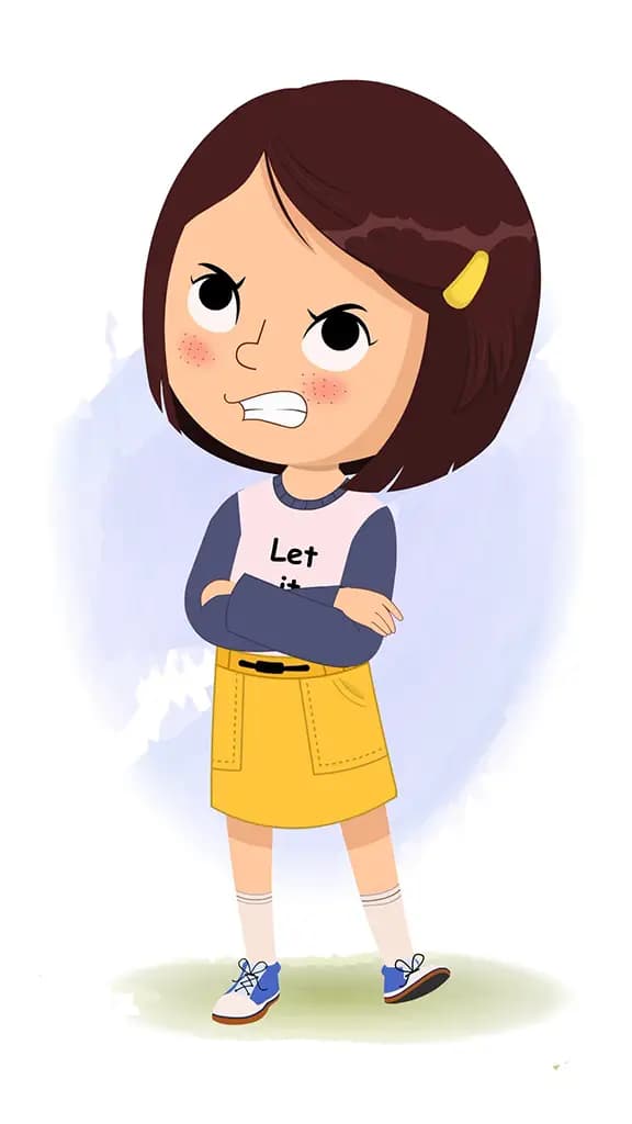 An angry cute little girl animated cartoon character aka misti 3/4