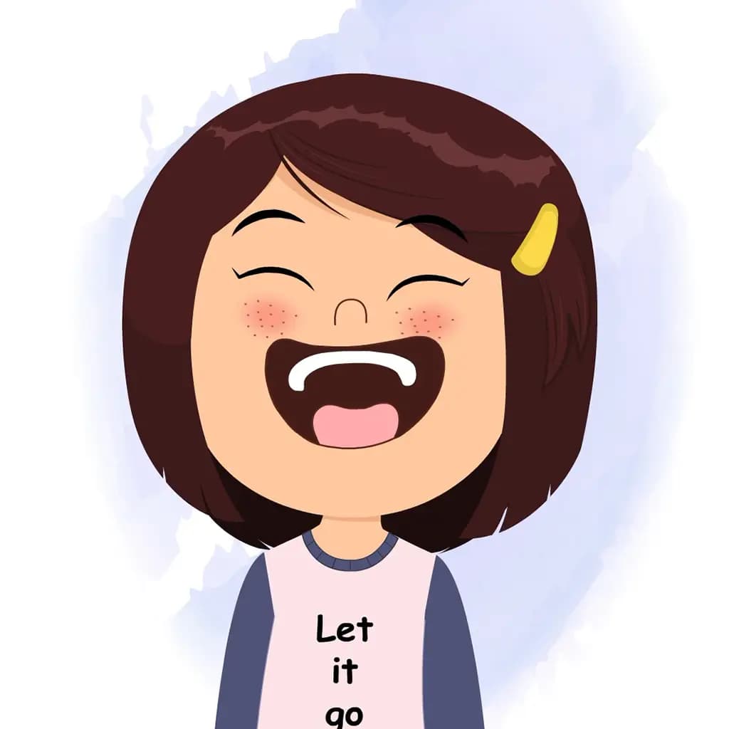 A cute little girl laughing animated cartoon character aka misti