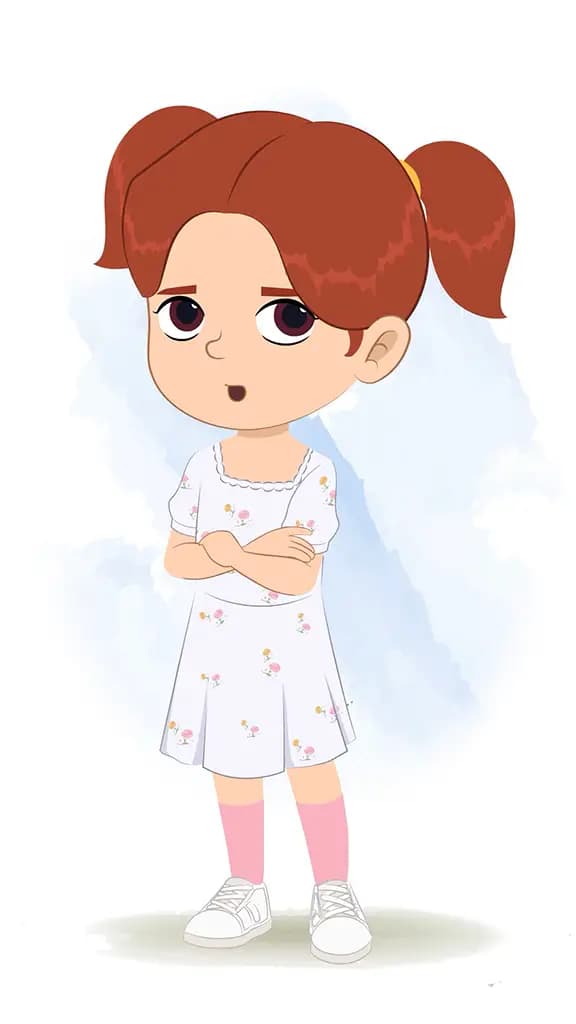 An annoyed cute girl animated cartoon character aka kira 3/4