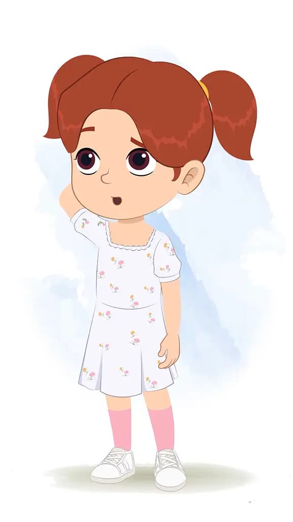 A confused cute girl animated cartoon character aka kira 3/4