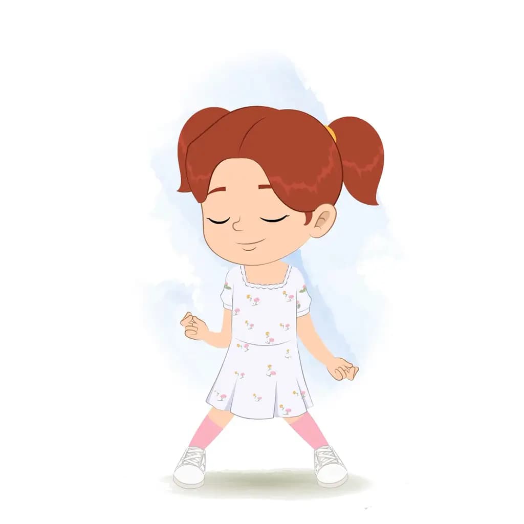 A cute girl dancing animated cartoon character aka kira