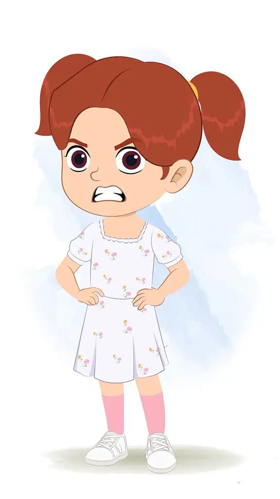 An angry cute girl animated cartoon character aka kira 3/4