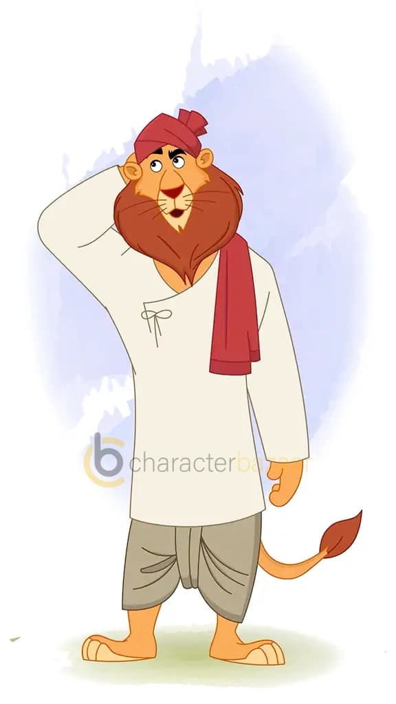 confused lion front animated cartoon character