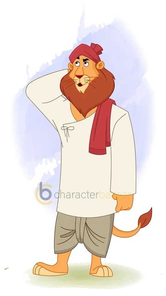 confused lion animated cartoon character
