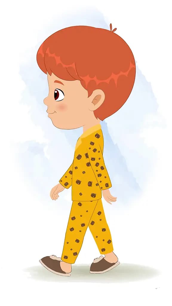 A little boy walking side view animated cartoon character aka max