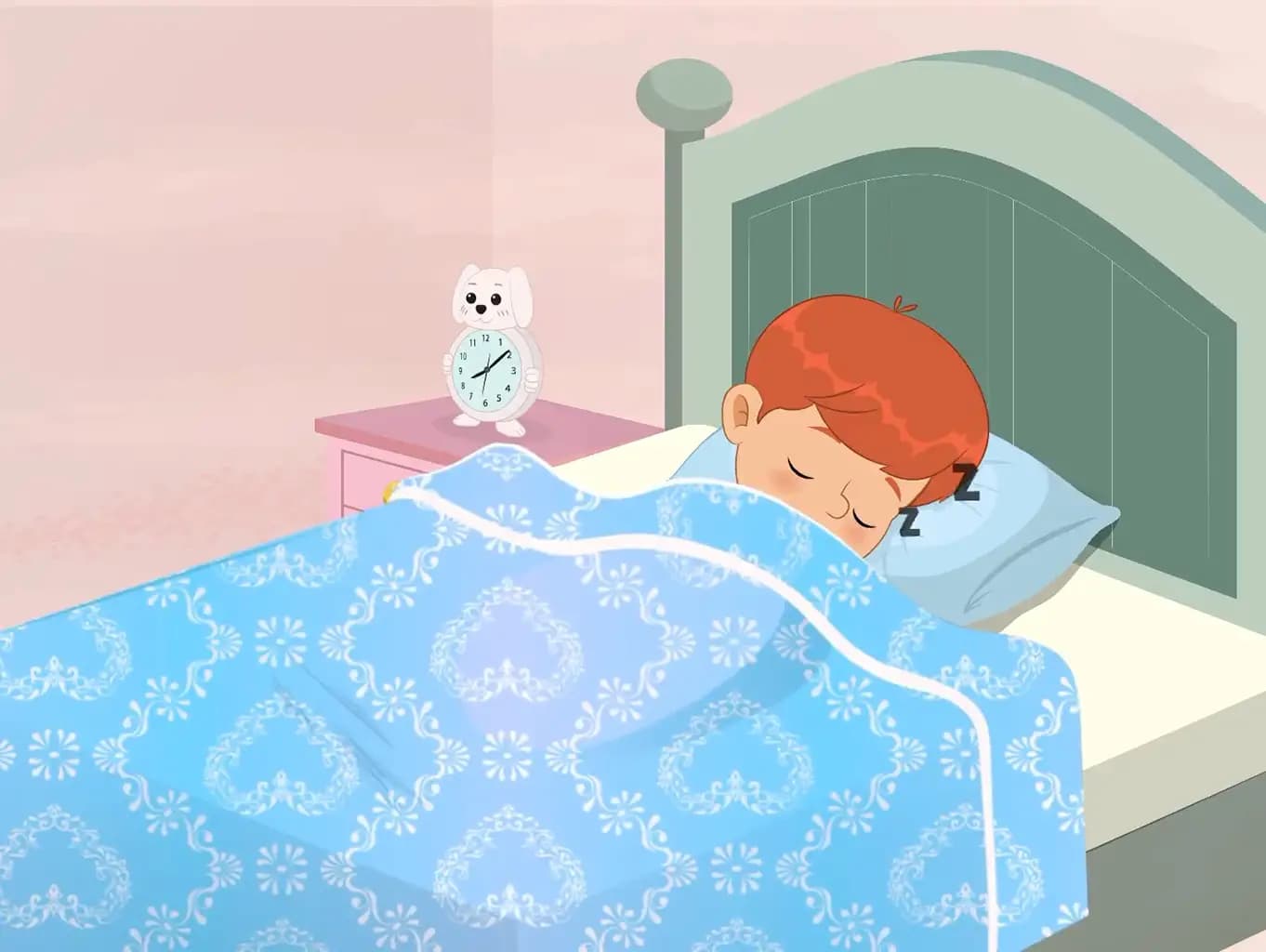 A cute boy animated cartoon character sleeping on his bedroom aka max
