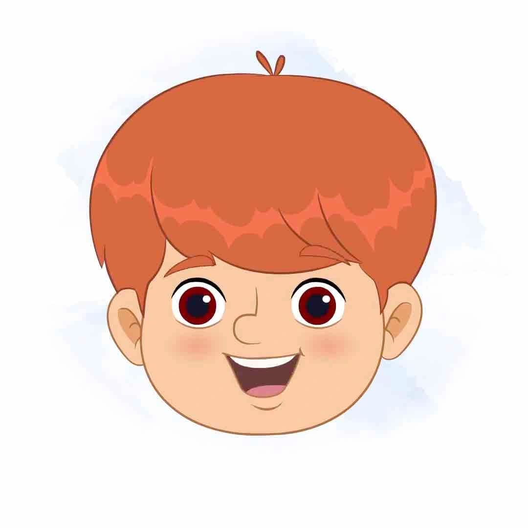 A cool boy animated cartoon face with different facial expressions aka max