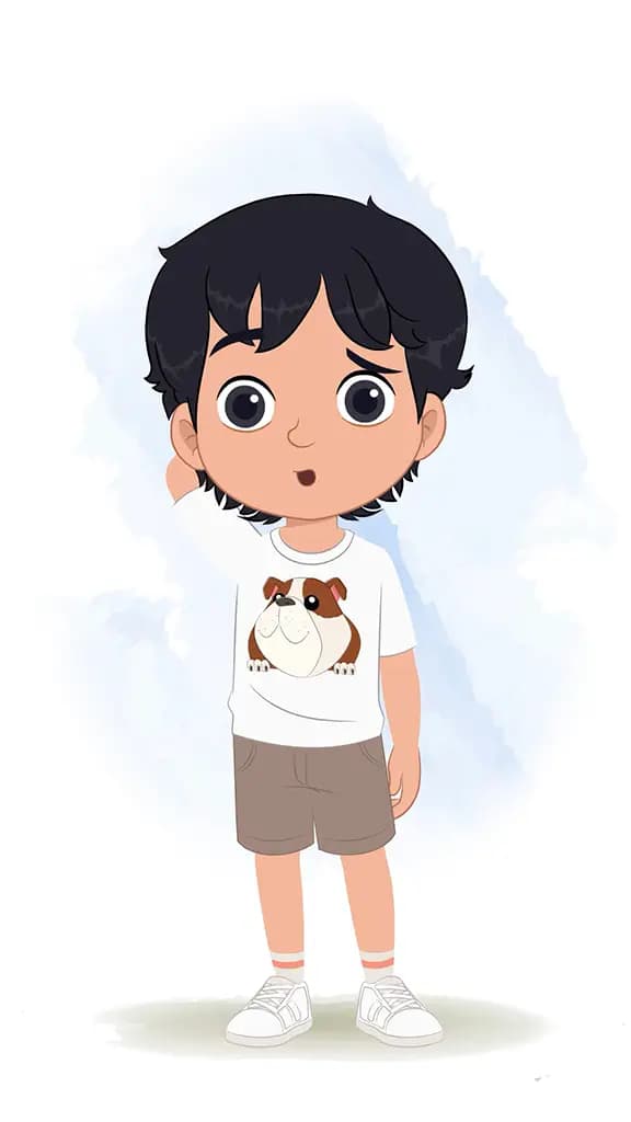 A confused cool boy animated cartoon character aka min min