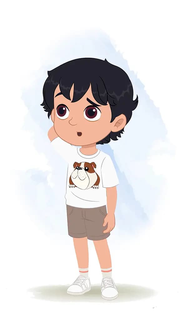 A confused cool boy animated cartoon character aka min min 3/4