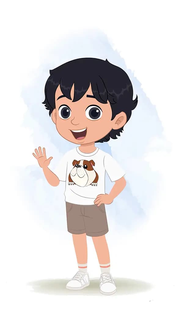 A cool boy saying hello animated cartoon character aka min min