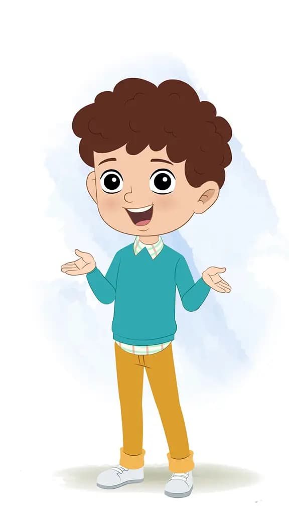 A smart boy talking animated cartoon character aka roni 3/4