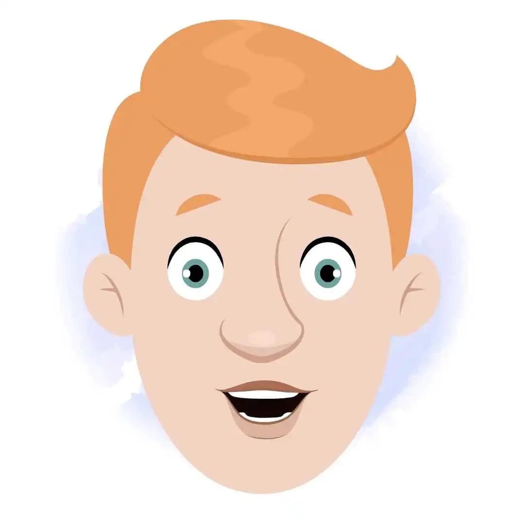 An office employee animated cartoon face with different facial expressions AKA Kevin