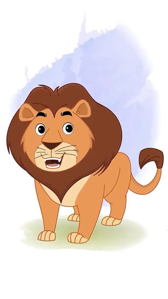 happy lion animated vector cartoon character