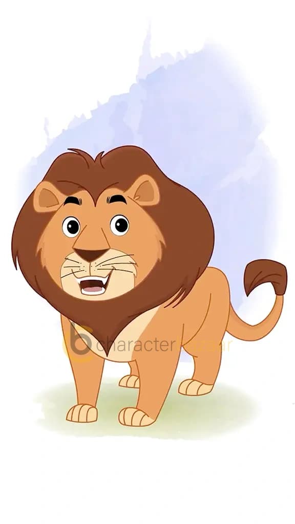 happy lion animated vector cartoon character
