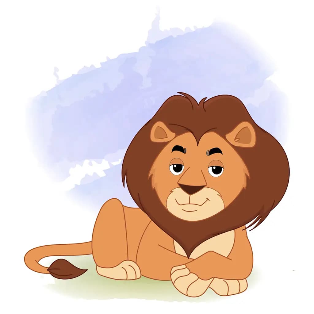 lion resting, animated vector cartoon character