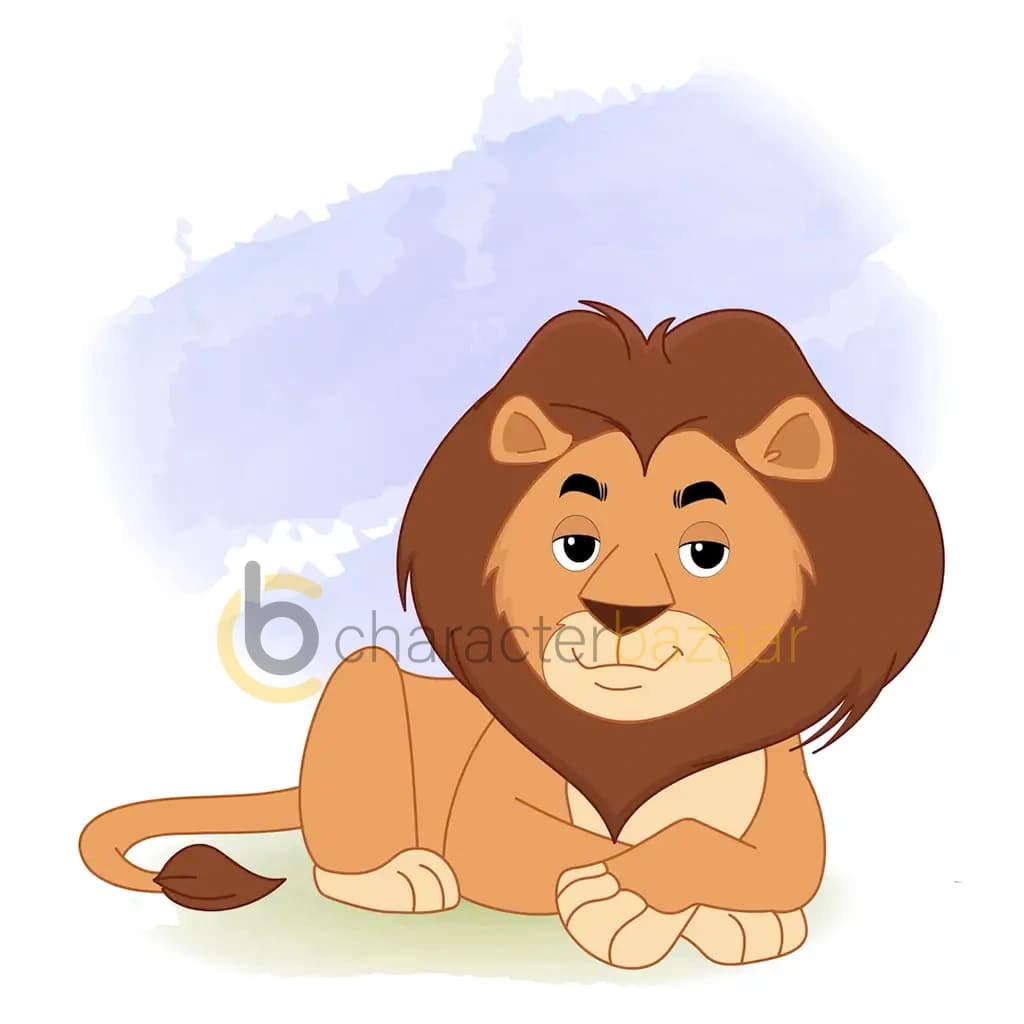lion resting, animated vector cartoon character