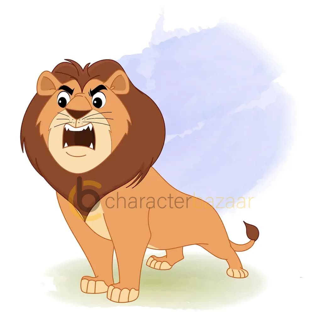 lion roaring animated vector cartoon character