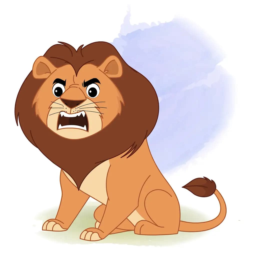 angry lion animated vector cartoon character