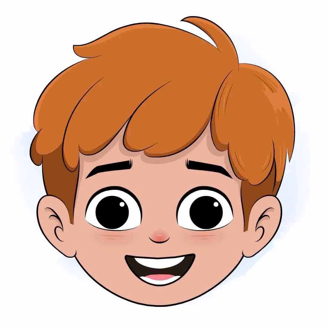 A red hair boy animated cartoon face with different facial expressions aka leo