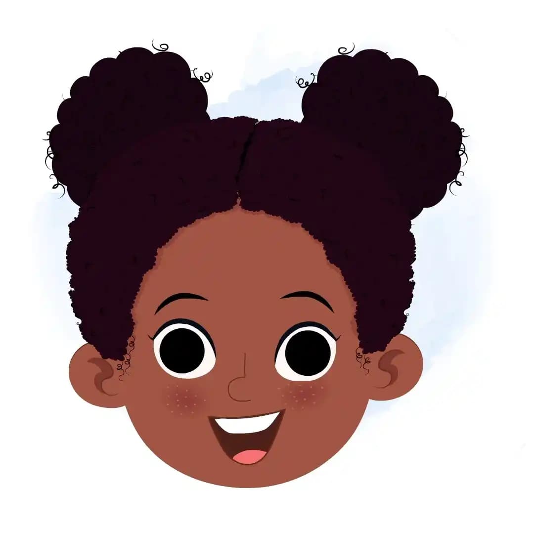 A cute black girl animated cartoon face with different facial expressions aka kittu